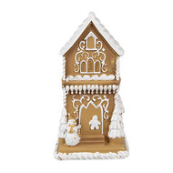 Clayre &amp; Eef   | Decoratie Huis met LED Bruin Wit 8x8x15 cm | 6PR4193