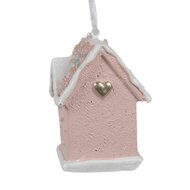 Clayre &amp; Eef   | Decoratie hanger huisje Roze 4x4x6 cm | 6PR4211