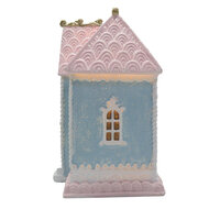 Clayre &amp; Eef   | Decoratie Huis met LED Blauw roze 12x9x15 cm | 6PR4198