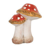 Clayre &amp; Eef   | Decoratie Paddenstoelen Rood Wit 14x11x17 cm | 6CE1751