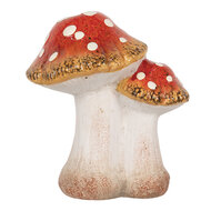 Clayre &amp; Eef   | Decoratie Paddenstoelen Rood Wit 14x11x17 cm | 6CE1751