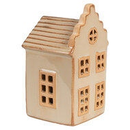 Clayre &amp; Eef   | Decoratie Huisje met LED Beige 6x6x11 cm | 6CE1843