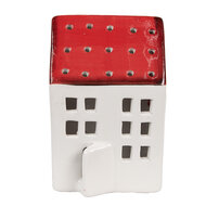 Clayre &amp; Eef   | Decoratie Huisje Wit Rood 8x7x12 cm | 6CE1845