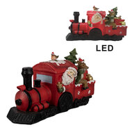 Clayre &amp; Eef   | Kerstdecoratie Locomotief Rood LED 19x7x10 cm | 6PR4178