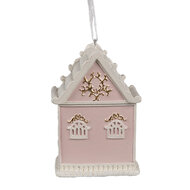 Clayre &amp; Eef   | Decoratie hanger huisje Roze 6x4x9 cm | 6PR4205