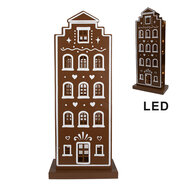 Clayre &amp; Eef   | Decoratie Huis met LED Bruin Wit 31x16x75 cm / 3xAA | 5Y1251