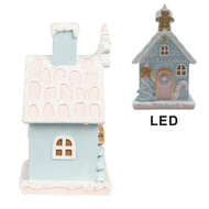 Clayre &amp; Eef   | Decoratie Huis met LED Blauw Roze 9x8x15 cm | 6PR4200