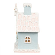 Clayre &amp; Eef   | Decoratie Huis met LED Blauw Roze 9x8x15 cm | 6PR4200