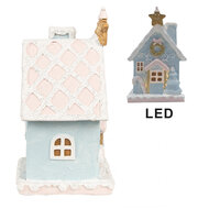 Clayre &amp; Eef   | Decoratie Huis met LED Blauw Roze 9x8x15 cm | 6PR4201