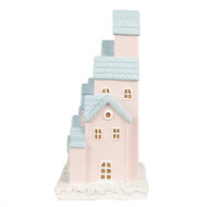 Clayre &amp; Eef   | Decoratie Huis met LED Roze Blauw 13x13x26 cm | 6PR4202