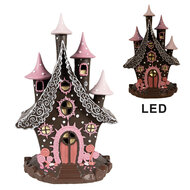 Clayre &amp; Eef   | Decoratie Huis met LED Bruin Roze 16x13x26 cm / 3xAA | 6PR4240