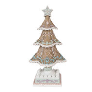 Clayre &amp; Eef   | Kerstdecoratie Kerstboom Bruin Wit 12x12x25 cm | 6PR4320