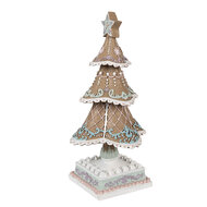 Clayre &amp; Eef   | Kerstdecoratie Kerstboom Bruin Wit 12x12x25 cm | 6PR4320