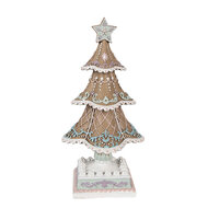 Clayre &amp; Eef   | Kerstdecoratie Kerstboom Bruin Wit 12x12x25 cm | 6PR4320