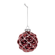 Clayre &amp; Eef   | Kerstbal Rood Wit &oslash; 8x8 cm | 6GL4642