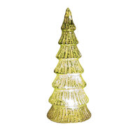 Clayre &amp; Eef   | Kerstdecoratie Beeld Kerstboom met LED Goudkleurig &oslash; 9x21 cm | 6GL4644