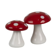 Clayre &amp; Eef   | Decoratie Paddenstoel Rood Wit &oslash; 3x3 cm | 6GL4674