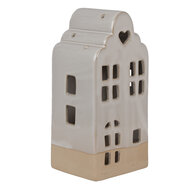 Clayre &amp; Eef   | Theelichthouder Kerst Huisje Beige 11x10x23 cm | 6CE1791