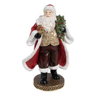 Clayre &amp; Eef   | Kerstdecoratie Kerstman Rood Bruin 13x10x23 cm | 6PR4278