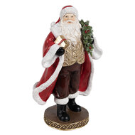 Clayre &amp; Eef   | Kerstdecoratie Kerstman Rood Bruin 13x10x23 cm | 6PR4278