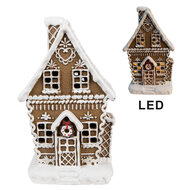 Clayre &amp; Eef   | Decoratie Huis met LED Bruin, Wit 13x10x21 cm | 6PR4975GG