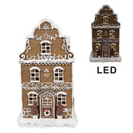 Clayre &amp; Eef   | Decoratie Huis met LED Bruin, Wit 12x10x21 cm / 3xAAA | 6PR4976GG