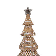 Clayre &amp; Eef   | Kerstdecoratie Beeld Kerstboom Bruin, Wit &oslash; 16x42 cm | 6PR4977GG