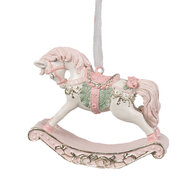 Clayre &amp; Eef   | Decoratie Hanger Hobbelpaard Roze 8x2x7 cm | 6PR4224