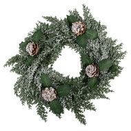 Clayre &amp; Eef   | Kerstdecoratie Krans Groen Wit &oslash; 40x5 cm | 65776