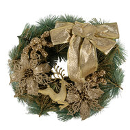 Clayre &amp; Eef   | Kerstdecoratie Krans Goudkleurig Groen &oslash; 30x7 cm | 65770