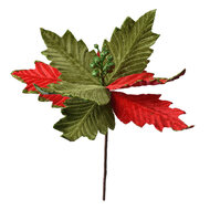 Clayre &amp; Eef   | Kerstdecoratie Bloem Groen Rood &oslash; 26x28 cm | 65833