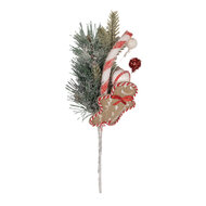 Clayre &amp; Eef   | Kerstdecoratie Tak Groen Rood 10x8x30 cm | 65865