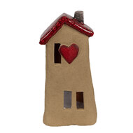 Clayre &amp; Eef   | Decoratie Huisje Bruin Rood 10x7x19 cm | 6CE1775