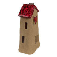 Clayre &amp; Eef   | Decoratie Huisje Bruin Rood 10x7x19 cm | 6CE1775