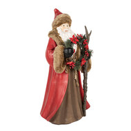 Clayre &amp; Eef   | Kerstdecoratie Kerstman Rood Bruin 65x49x122 cm | 5PR0138