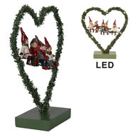 Clayre &amp; Eef   | Decoratie hart met LED Groen Rood 26x9x28 cm / 2x AAA | 65531