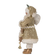 Clayre &amp; Eef   | Kerstdecoratie Kerstman Goudkleurig Wit 17x10x27 cm | 65588