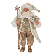 Clayre &amp; Eef   | Kerstdecoratie Kerstman Wit Beige 16x10x27 cm | 65593