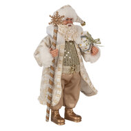 Clayre &amp; Eef   | Kerstdecoratie Kerstman Wit Beige 16x10x27 cm | 65593