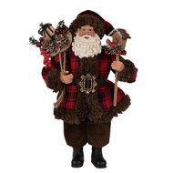 Clayre &amp; Eef   | Kerstdecoratie Kerstman Rood Bruin 18x10x27 cm | 65595