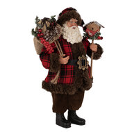 Clayre &amp; Eef   | Kerstdecoratie Kerstman Rood Bruin 18x10x27 cm | 65595