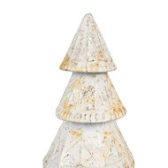 Clayre &amp; Eef   | Kerstdecoratie Kerstboom Wit Bruin &oslash; 12x32 cm | 65868