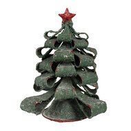 Clayre &amp; Eef   | Kerstdecoratie Kerstboom Groen Rood &oslash; 21x24 cm | 65870