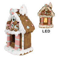 Clayre &amp; Eef   | Decoratie Huis met LED Bruin 24x21x39 cm / 3xAAA | 6MG0055