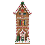 Clayre &amp; Eef   | Decoratie Huis Bruin Wit 17x14x40 cm | 6PR4250