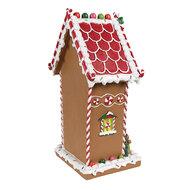 Clayre &amp; Eef   | Decoratie Huis Bruin Wit 18x14x31 cm | 6PR4251