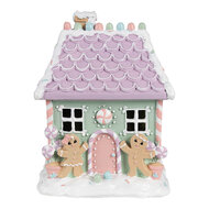 Clayre &amp; Eef   | Decoratie Huis Groen Roze Paars 17x14x21 cm | 6PR4267