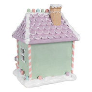 Clayre &amp; Eef   | Decoratie Huis Groen Roze Paars 17x14x21 cm | 6PR4267