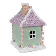 Clayre &amp; Eef   | Decoratie Huis Groen Roze Paars 17x14x21 cm | 6PR4267