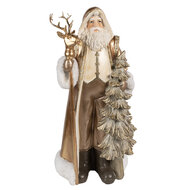 Clayre &amp; Eef   | Kerstdecoratie Kerstman Goudkleurig 25x18x50 cm | 6PR4279